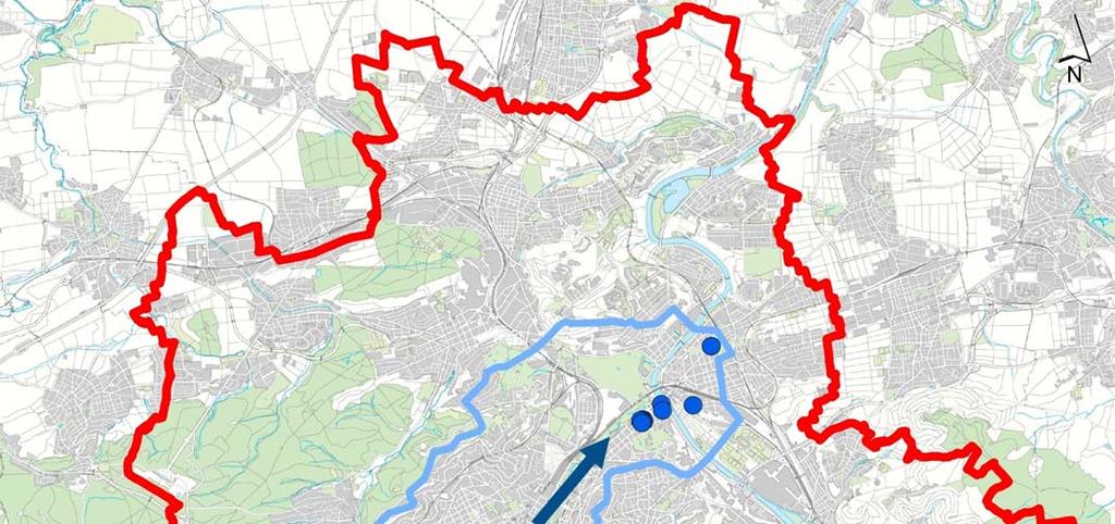 Abb. 1: Stadtkarte mit MAGPlan-Projektgebiet (blau umrandet) Quelle: Amt für Umweltschutz, Stuttgart 2 Durchgeführte Arbeitsschritte 2.