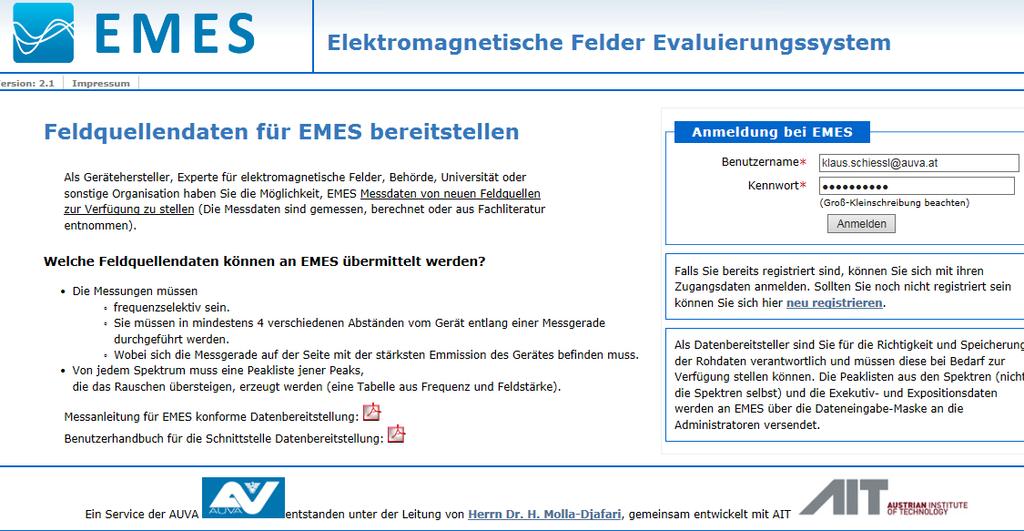 Datenbereitstellung für EMES II Nach OK eines Administrator in EMES Datenbank migriert (Plausibilitätsprüfung) Verantwortung für die Richtigkeit der Daten