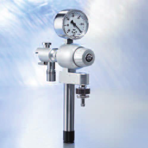 at -800 mbar, see table Manometer 0 to -,000 mbar Pressure 5 bar Body made of anodized aluminium Connection on vacuum side: screw cap 9/6 for a hose nozzle or a secretion-collecting jar For direct