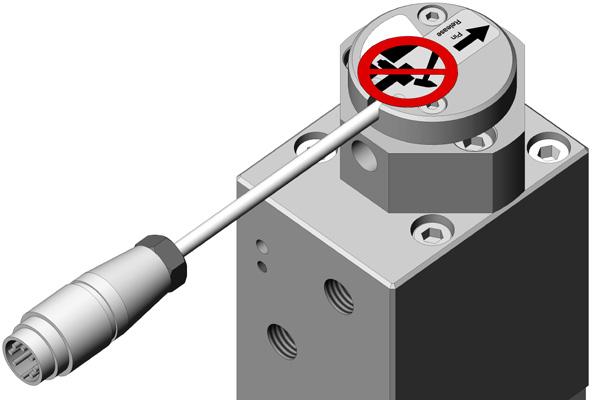 4) Verschieben Sie den Nadelbetätigungszylinder in die angezeigte Richtung (Pfeil, Pin Release).