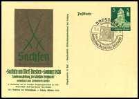 Juni 1938 - Sonderpostkarte "Sachsen am Werk" - P 270 Sonderpostkarte "Sachsen am Werk" mit Wertstempel "Autobahnbrücke" 6 Pf, ungebraucht DR-P 270 100 ausverk.