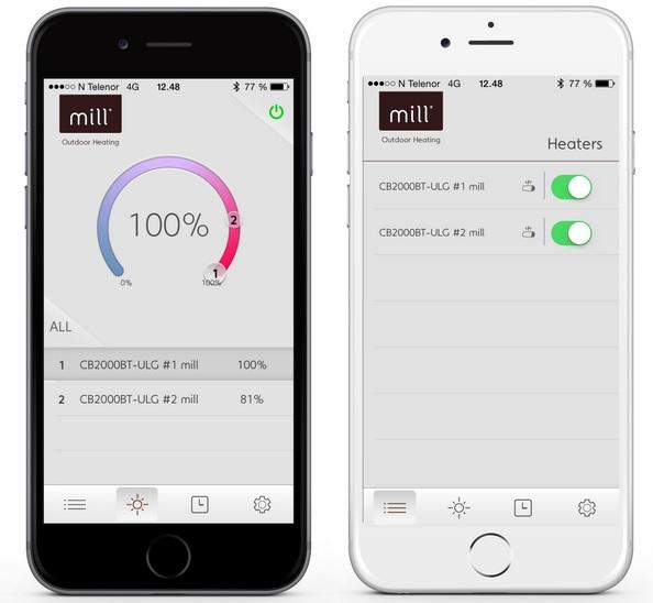 Bluetooth Funktion Nutzung der App: Die App zur Verwendung der Bluetooth-Steuerung finden Sie im Google App Store unter der Bezeichnung Mill Outdoor Heating https://play.google.com/store/apps/details?
