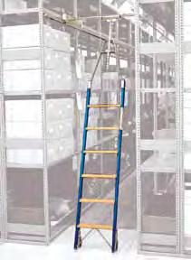 Rutschfeste Stufen aus Buche 80 mm breit naturlasiert, Stufenhöhe 250 mm. Alle Leitern "GS"-geprüft. Regalleitern zum Einhängen Regalleitern zum Einhängen mit 4 Einhängehaken Ø 30 mm.