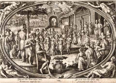 Thomas de Leu Kupferstecher und Verleger ( 1560 Antwerpen - 1612 Paris ) Isaac Briot Inventor, Entwurf des Kupferstichs ( 1585-1670 Paris ) New Hollstein 374-377 I (v. III).