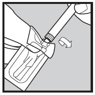 Nehmen Sie jetzt die Nadelverpackung weg, aber entfernen Sie noch NICHT die durchsichtige Nadelhülse. Legen Sie die Spritze auf Ihre saubere Arbeitsfläche.