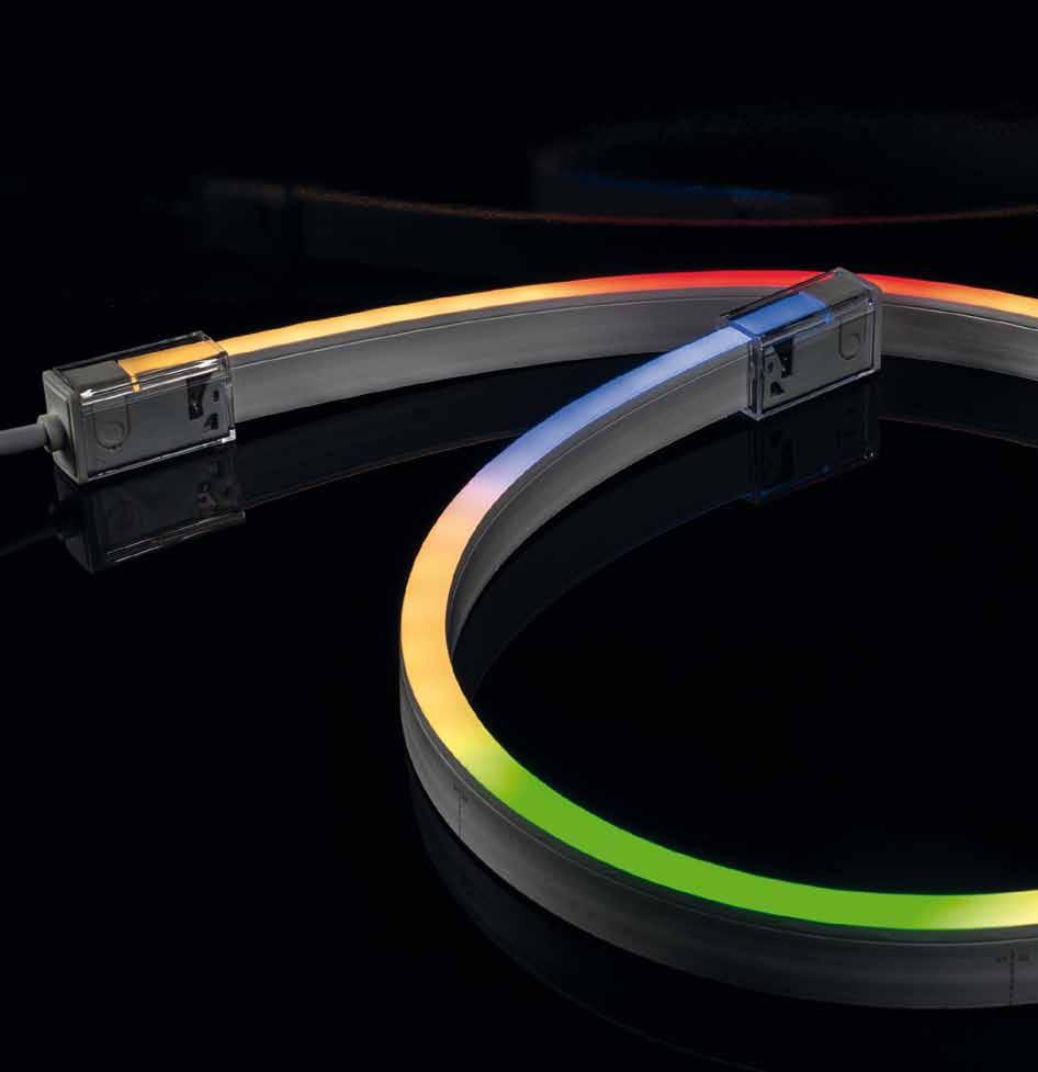Lichtsysteme / Lichtmodule VARDAflex Neon RGBW Nutzung: Flexibler, vergossener RGBW LED Strip mit homogener Lichtlinie. IP68 für die Akzentbeleuchtung im Außen-, Pool-, und Wellnessbereich.