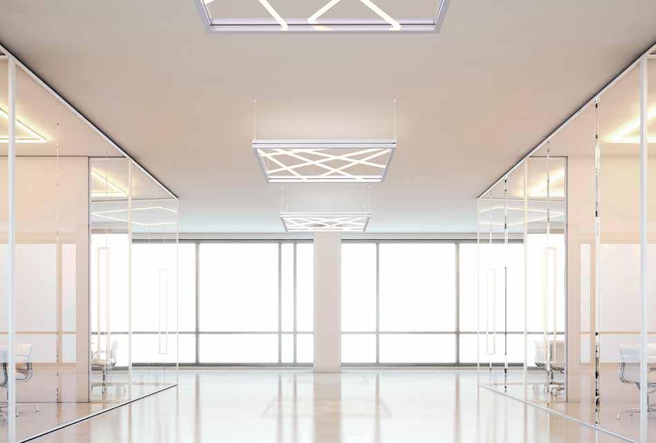Lichttechnik: Bürotaugliche LED-Optik, UGR < 19; bis zu L max 65 3000 cd/m², bis zu 6000 lm pro 1,2 m Material: Aluminium Größe: 68 x 58 mm inkl.