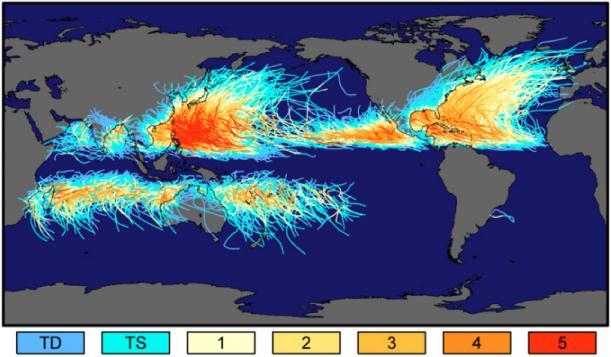 Häufigkeit und Entstehungsorte Tropische Wirbelstürme entstehen nur über den tropischen Gewässern des atlantischen, des indischen und des pazifischen Ozeans.