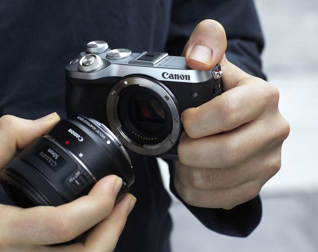 TECHNIK MIT ODER OHNE SPIEGEL Mit der EOS M Serie bietet Canon eine kompakte Ergänzung zu den EOS DSLR-Kameras.