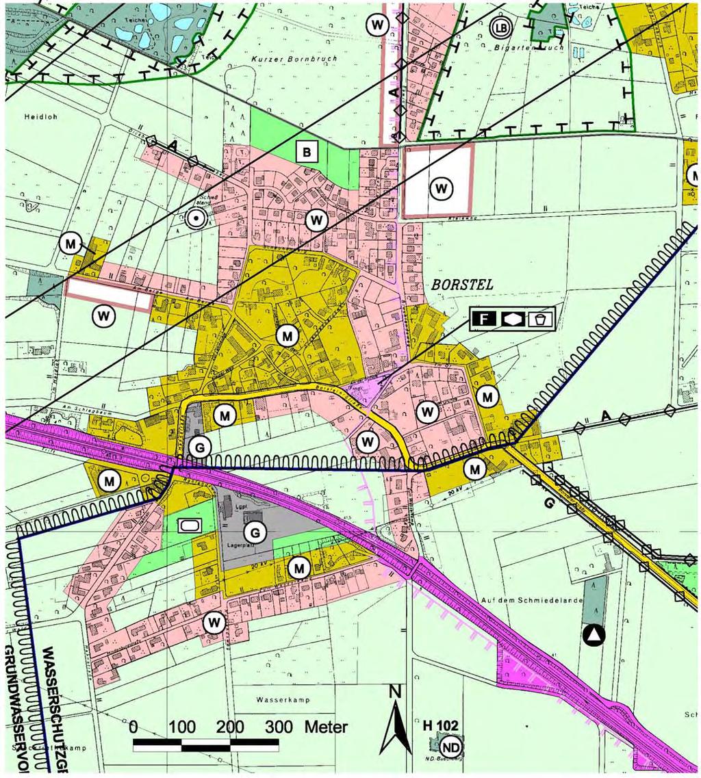 90 Flächennutzungsplan 2000 der Stadt Neustadt am Rübenberge Möglichkeiten zur Kompensation für das Baugebiet Am Berge bestehen im Westen, südlich der Bahnstrecke.