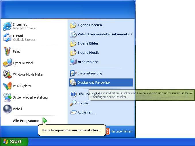 Drucker als Standarddrucker einrichten (Nur für Benutzer von Windows 2000/XP) 1 Klicken Sie auf Start
