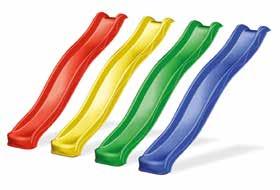 Spielgeräte Kinderrutsche mit 1Welle Farben: gelb, blau, grün und rot Polyesterrutsche: 300 cm Länge Podesthöhe: 150 cm Geeignet zum Anbau für Spieltürme und Schaukeln mit