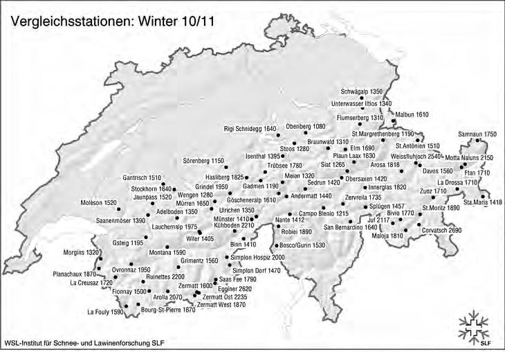 Abbildung 85: Standorte der SLF-Beobachterstationen Winter
