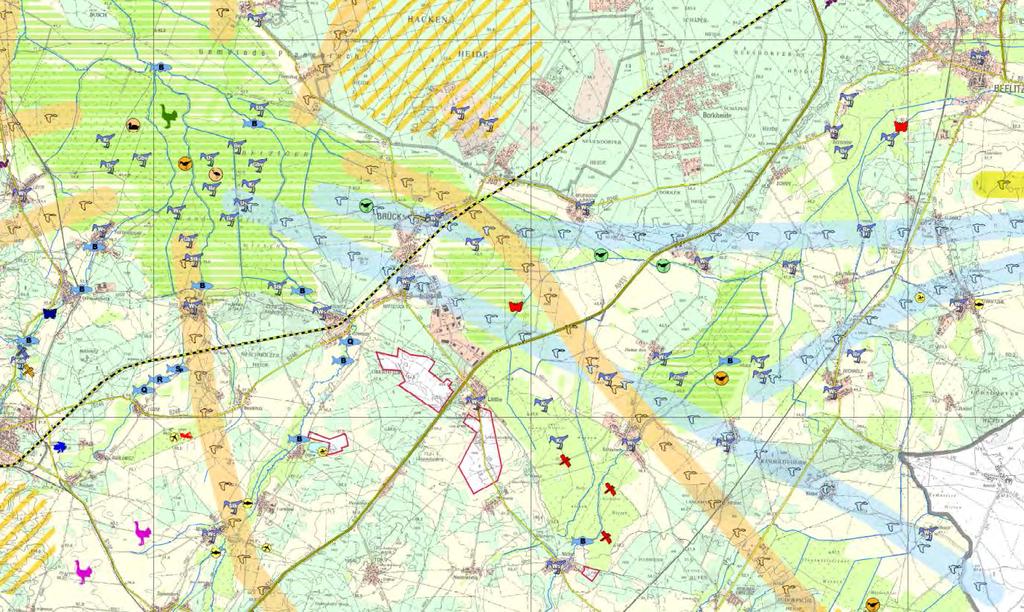 Abb. 11: Ausschnitt aus der Karte Fauna (Karte 6) des Landschaftsrahmenplans für den Landkreis Potsdam-Mittelmark. Originalmaßstab 1: 50.000. (Quelle: LANDKREIS POTSDAM-MITTELMARK 2006).