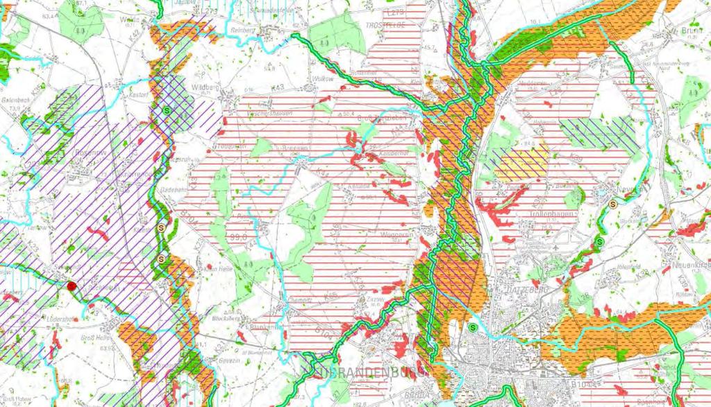 Abb. 21: Ausschnitt aus der Karte Anforderungen an die Landwirtschaft (Karte V) der ersten Fort- schreibung des gutachtlichen Landschaftsrahmenplans der Planungsregion 4 Mecklenburgische Seen- platte.