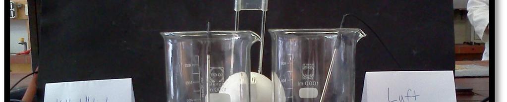 In ein Becherglas wird nun für 20-30 Sekunden Kohlenstoffdioxidgas geleitet und anschließend auf beide Bechergläser ein Uhrglas gelegt. Nun wird die Lampe angeschaltet.