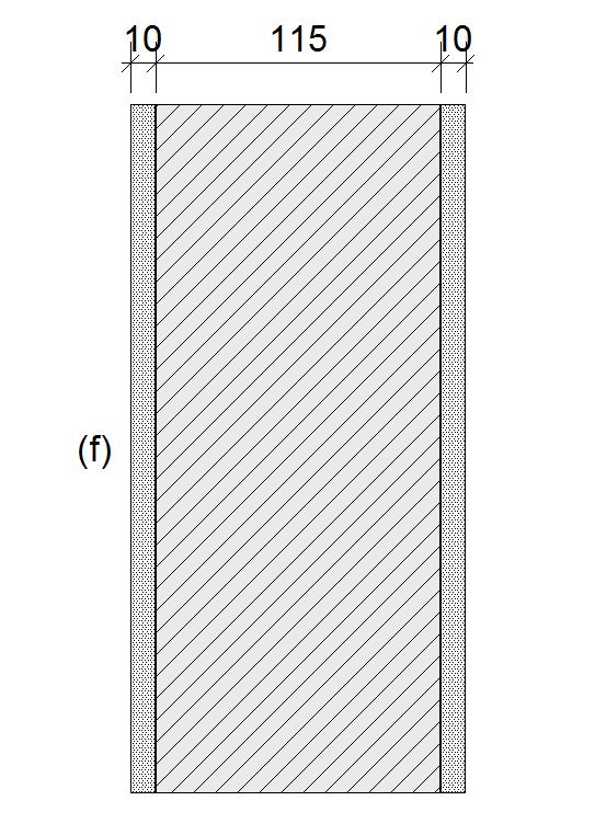 10 mm Gips- oder Dünnlagenputz (1.000) 115 mm Mauerwerk aus Porenbetonsteinen mit Dünnbettmörtel (550) 10 mm Gips- oder Dünnlagenputz (1.