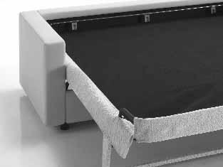 Textile finishing for the bedspring: mechanism guard in fabric or leather and bar cover.