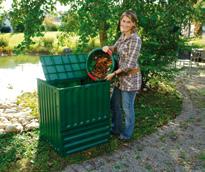 GARANTIA-Komposter Bequemes Befüllen durch 2 große Einfüllklappen Einfache und schnelle Montage ohne Werkzeug Schnelle Kompostierung Praktische Kompostentnahme In den Größen 400 l und 600 l lieferbar