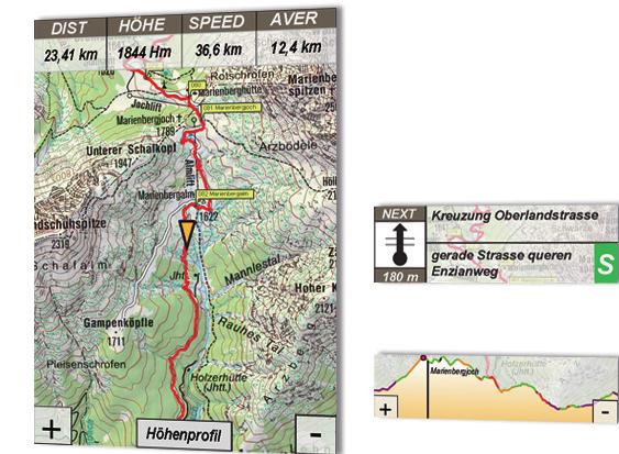 000 KM Alpentouren stehen zur Verfügung Folgende, detaillierte Streckeninformationen sind im RichTrack enthalten: Präziser GPS Track Wegpunkte Roadbook mit Pfeilsymbolen Höhenprofil mit