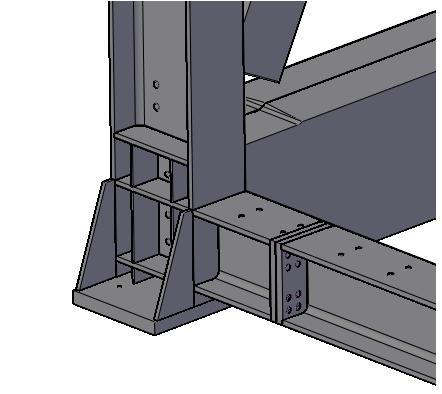 Abbildung 4 und 5: 3D Details des Auflagers, Stahlträger Die benötigte Steifigkeit wird
