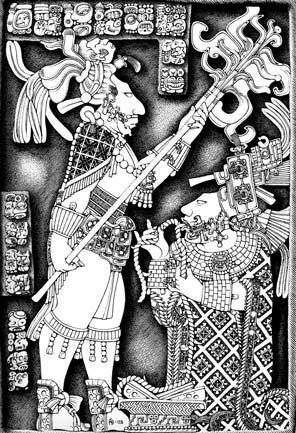 Insbesondere anhand des Türsturzes 24 aus Yaxchilan, auf dem die Kleidung der Fürstengattin Xok beim Blutopfer zu erkennen ist, weist z.b. das mexikanische Instituto Nacional de Antropología e Historia (INAH) auf die frühe Maya-Webkunst hin (Abb.