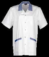 classic 21 44700 100.34 106 Unisex skjorte Hvid 50% bomuld / 50% polyester - 215 g Skjorte med blå besætning og trykknapper.