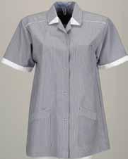 Eine Brusttasche und zwei Schubtaschen. Ladies blouse Blue / white 50% cotton / 50% polyester - 210 g Striped blouse with white trimmings.