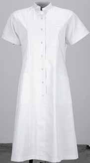 Schwesternkleid 32-58 Weiß 65% Polyester / 35% Baumwolle - 210 g Kleid mit Stehkrage und Druckknöpfen.