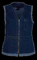 denim 49 76301 029.84 100 Damevest X S - 3 X L Dark blue denim 98% bomuld / 2% lycra - 10 oz Kort model med lynlås.