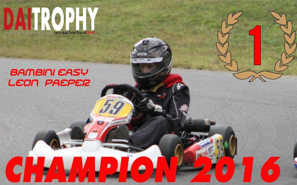 Mein Name ist Leon Päper Geb. 24.12.2004 Mit 4 Jahren mit dem Kart Sport angefangen. Erste Erfolge in der DAI Trophy 2015 2.