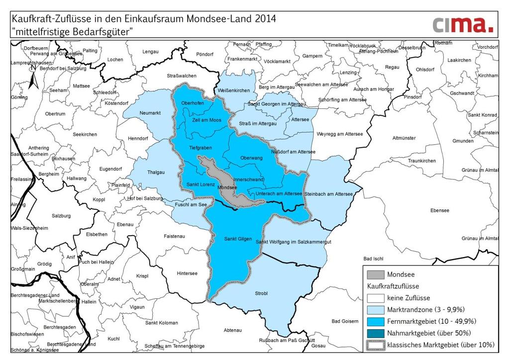 Einzugsgebiet mittelfristiger Bedarf EKR Mondsee-Land Marktgebietsdaten Anzahl der KonsumentInnen im klassischen Einzugsgebiet 16.