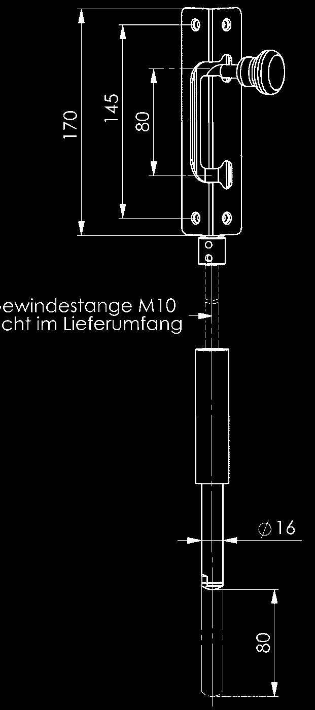 Gewindestange M10 nicht im Lieferumfang Verriegelung unten 151C Stangenriegel, Convenient zum Feststellen des Zweitflügels bei