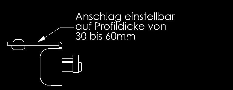 Für Rohrprofil 30-60 mm einstellbar. Optisch passend für Schloss 107GRN. Inkl. 2 Zylinderschrauben.
