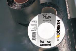 DELTA -BAND RA/RB Abdichtungsband für Reparaturen an vorhandenen Dichtungs blechen (z. B. Regenrinnen) und kleinerer Risse. Bitumen-/Kautschukmasse mit aluminium- bzw. bleifarbiger Abdeckung.