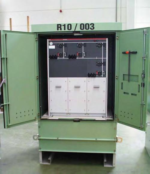 Verteilerschrank & Schaltstation NCV340 Lahmeyer-Compactstationen NCV340 können als Schaltstation, Verteilerschrank und Sekundärtechnik-Gehäuse ausgerüstet werden: Spannung kv bis 24 Frequenz Hz 50