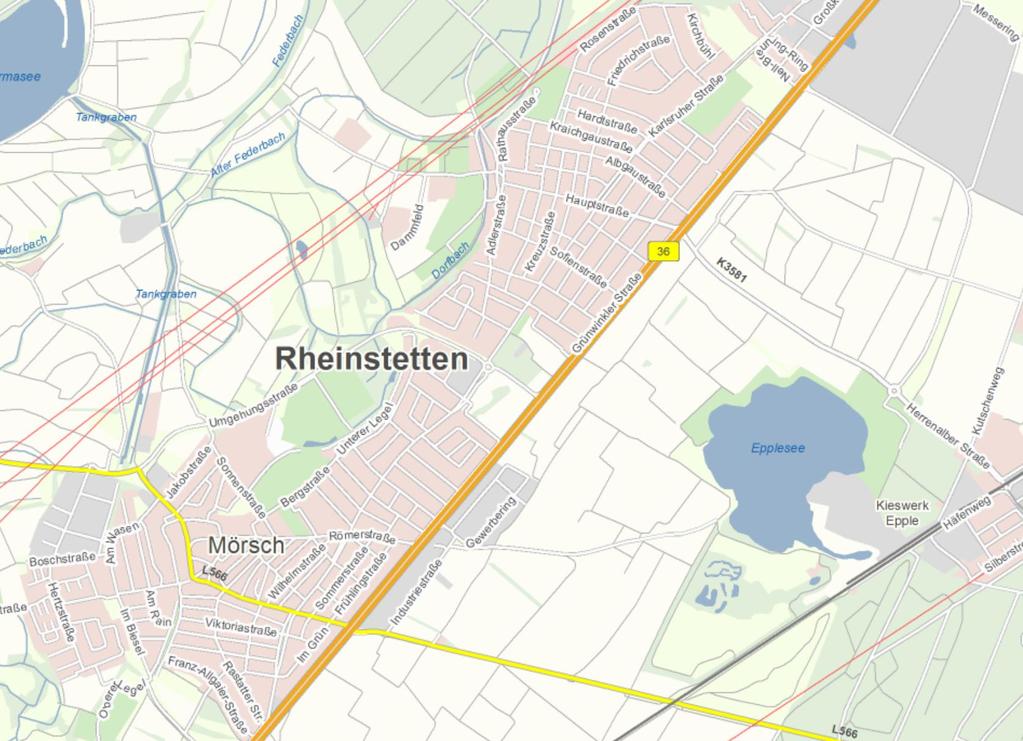 Karte 2: Standortübersicht: Einzelhandelsstrukturen in Rheinstetten Legende Ortszentrum Forchheim zentraler Versorgungsbereich Gewerbe Standortbereich