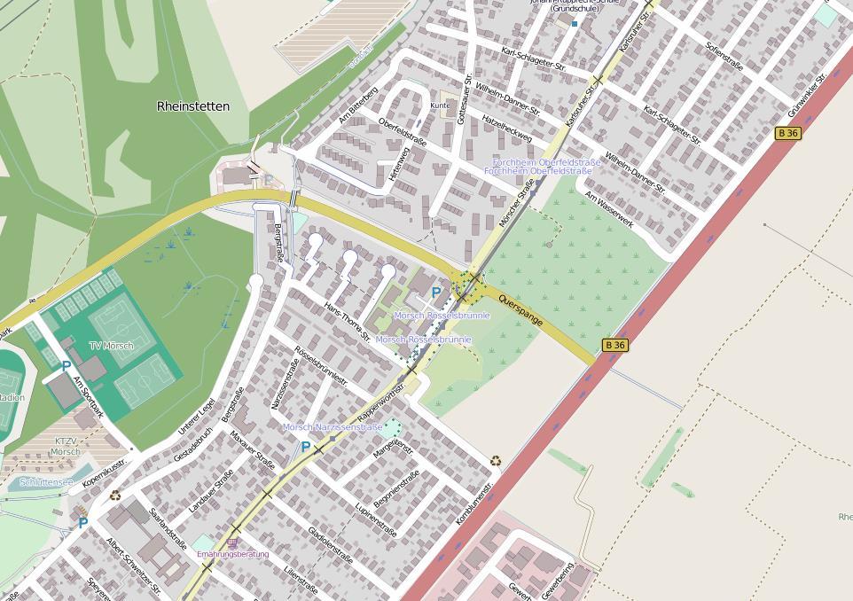 Karte 3: Mikrostandort Neue Stadtmitte Rheinstetten Ortskern Forchheim Legende Projektareal überwiegend Wohnen Grün- / Freifläche H gewerbliche Nutzung