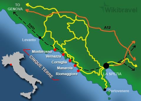 Cinque Terre übersetzt: fünf Dörfer " Monterosso Vernazza Corniglia Manarola Riomaggiore