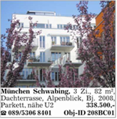 Jeden mstag in Münchner Merkur und tz - Hier finden Sie Ihr neues Zuhause Modulanzeigen mit spaltenbreitem Bild Verkauf Vermietung Wohnen&Leben Großraum bis zu 5 Zeilen Festpreis 65,45 53,55
