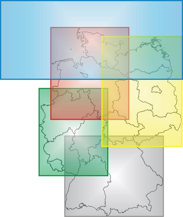 Abb.: Teilregionen Die Gitterweite in jedem Modell beträgt 30 x 45 in geographischen Koordinaten. Andersen, O. B., P. Knudsen, S.Kenyon, J. K. Factor, S.