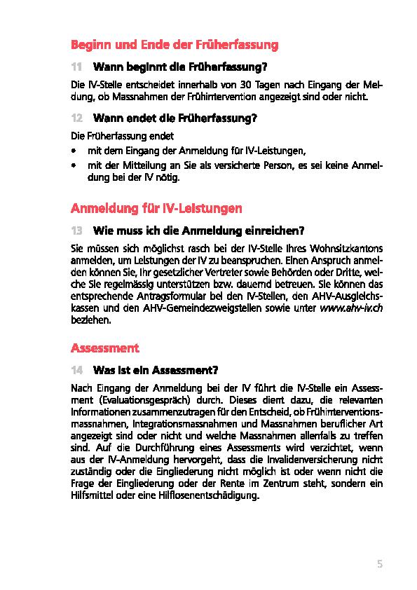 Früherfassung / Frühintervention gemäss Merkblatt 4.