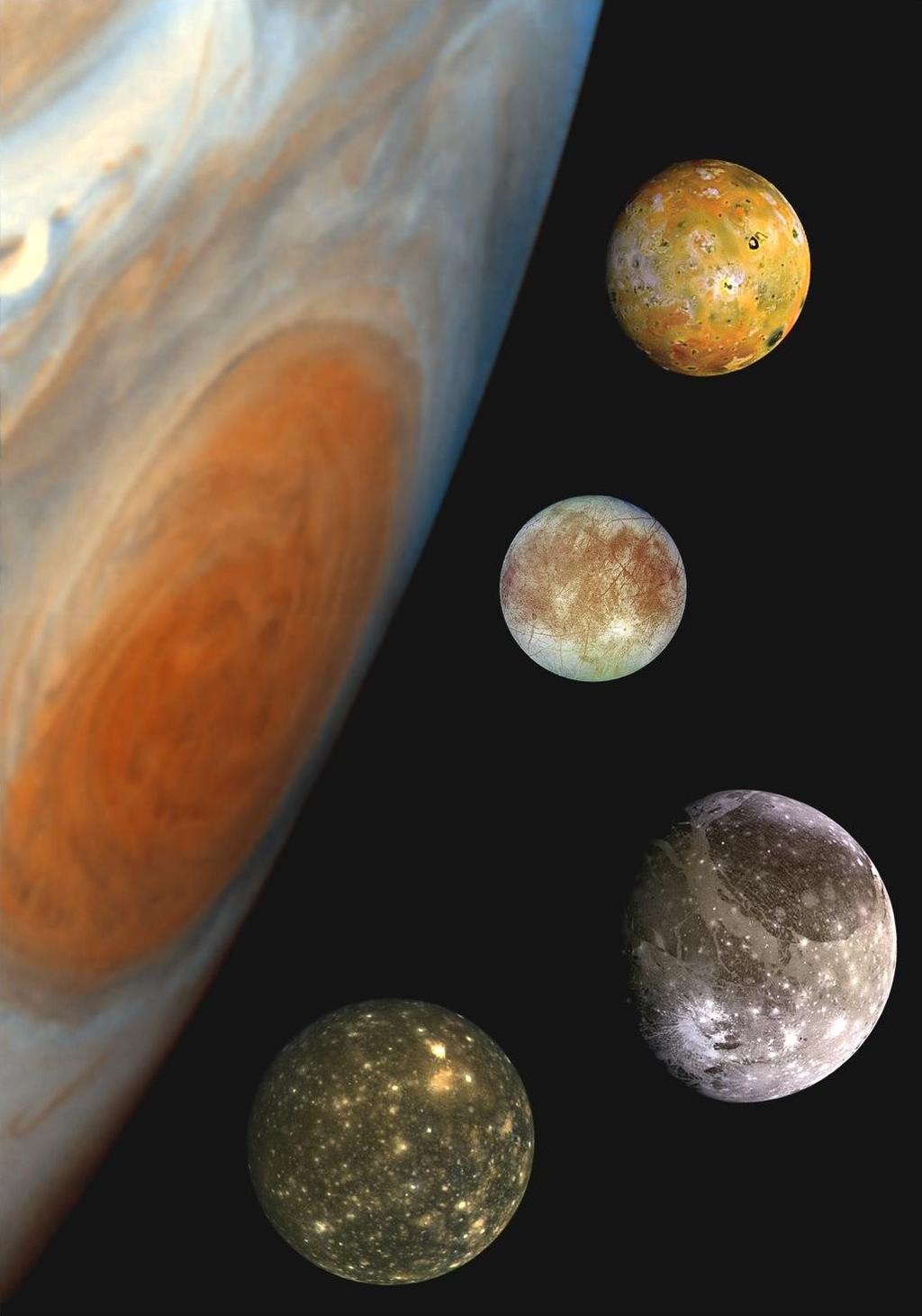 Jupitermonde Io Europa Ganymed Callisto den 4 Galilei'schen und dem- Großen Roten