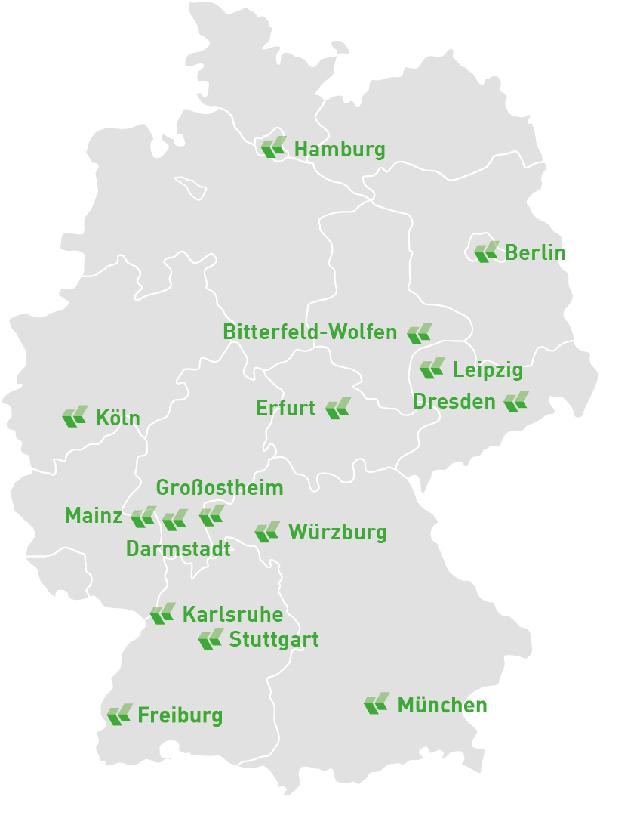 Internationale Standorte 15 Standorte in Deutschland