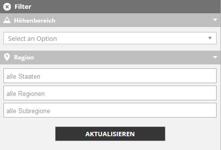 Durch die Auswahl des Feldes Aktualisieren werden die ausgewählten Filterkriterien ausgeführt.