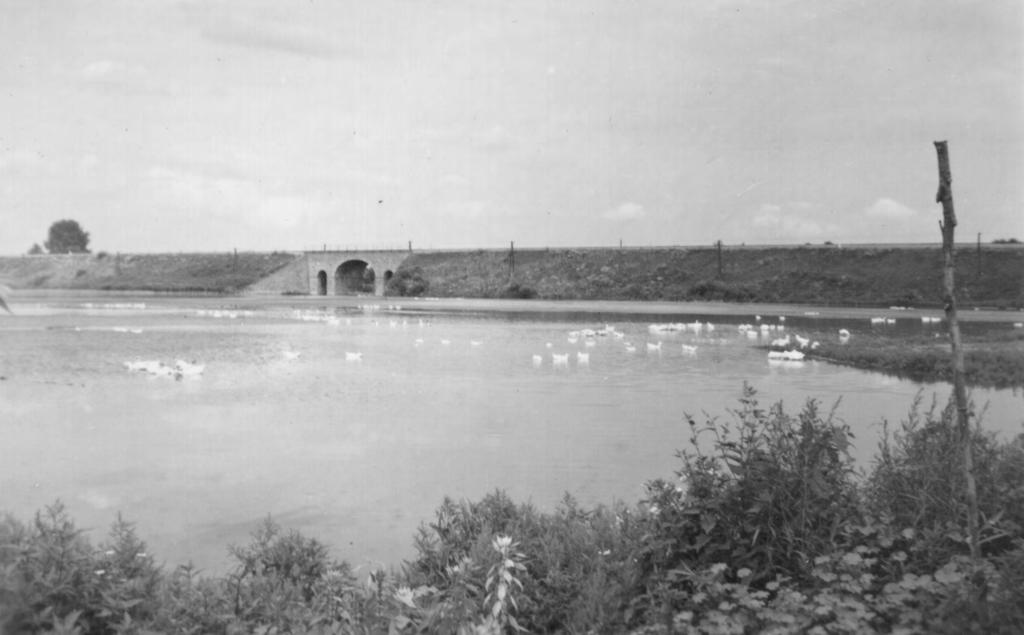 Große Bahnbrücke und kleiner Teich