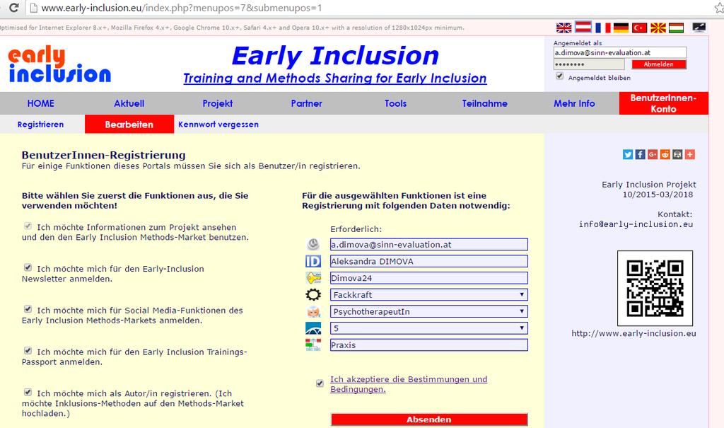 Wie komme ich zu einem Kompetenzpass Inklusion a) Registrieren Sie sich auf der Homepage www.early-inclusion.