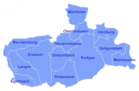 KOMMUNEN IM KREIS OFFENBACH 13 Städte und Gemeinden, 338.300 Einwohner Einwohnerzahl Dietzenbach 32.750 Dreieich 39.868 Egelsbach 11.218 Heusenstamm 18.