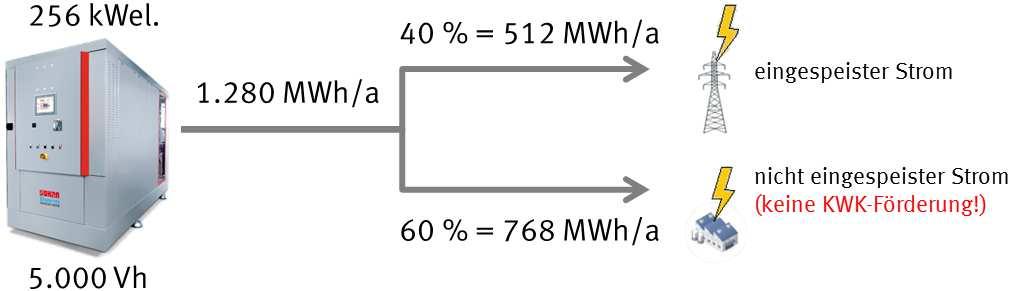 Seite 2 von 6 Stromnetz eingespeisten Strom gut 4.700 EUR/a 5. Da bei dieser Anlagengröße auch der nicht eingespeiste KWK-Strom gefördert wird (siehe unter 2.1.), entsprechen die zvh den Vh.