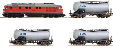 MULTIMAUS Roco geoline-gleisoval: 12 Bogen R3, 12 Gerade G200 Contents: 1 diesel locomotive class 232, DB AG 3 slurry cars VTG 1 z21 start*, 1